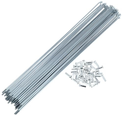 TUCKBOLD cykelekrar 36 stycken 277 mm stål galvaniserat silver bröstvårta | 13G, 13 x 6 mm nippel, 4 mm huvuddiameter, 2,2 mm skaftdiameter, för cykelreparation och racing