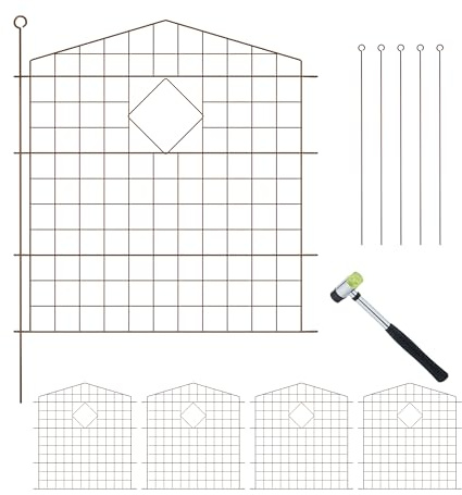 Relaxdays Recinzione per Aiuole, Set 5 Pannelli per Stagni e Prati Giardino, Bordure in Metallo, HxL: 78x75 cm, Marrone