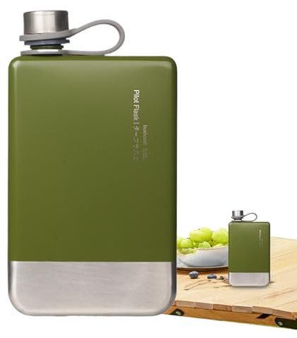 Pzuryhg Bouteille d'eau plate en acier inoxydable, gourde de voyage portable, gourde légère de 230 ml, design lavable, taille compacte, idéale pour le jus, le café, le soda et l'alcool en déplacement