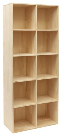 banborba 10 Cube Storage Organizer - Solid Wood Bookshelf - Cube Shelf - Vertical or Horizontal Bookcase - Open Book Shelf - Easy Assembly for Bedroom, Living Room, Office