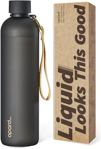 Opard Slim Trinkflasche 1l, Kohlensäure geeignet Wasserflasche, Water Bottle Spülmaschinenfest, BPA frei Plastik, Auslaufsicher Schraubverschluss, Flasche Sprudel geeignet Für Sport, Schule, Büro