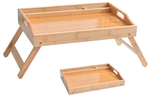 Sängbord för bärbara datorer och måltider | Vikbar träbricka med handtag, bärbar design | Perfekt för soffa, smal garderob, bänk, sovrumsskrivbord, kompakt heminstallation