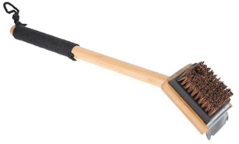 OFFSCH Brosse De Nettoyage pour Barbecue avec Tête en Coque De Noix Outil Pratique pour Barbecue Extérieur Facile à Nettoyer