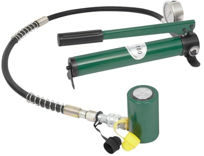 Kit martinetto idraulico da 10 tonnellate + pompa manuale CP-180, martinetto in acciaio per impieghi gravosi da 22046 libbre, cilindro portatile compatto da 2,52 x 4,09 pollici per edilizia, solleva
