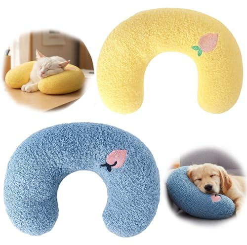 SongBuydn Cojín Valeriana para Gato, 2 Piezas Cojín para Gato con Felpa Suave Cojín para Mascotas para Dormir y Relajarse Azul y Amarillo, 27x17x6cm