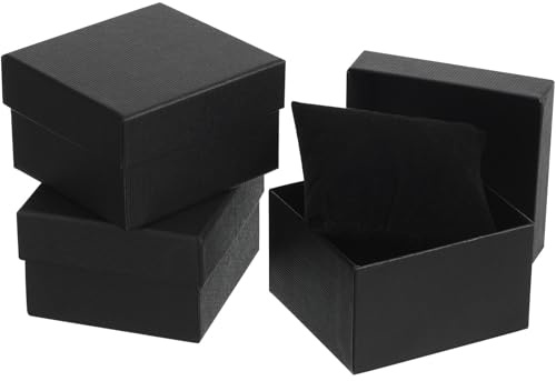 UPKOCH Lot de 3 Boîtes à Montre en Carton Noir avec Coussin Intérieur Boîte à Bracelet et Bijoux pour Hommes et Femmes Coffrets Présents Pratiques pour Rangement et Conservation des
