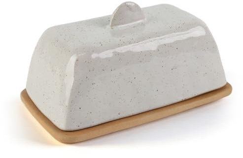 MHwan Butterdose Keramik, Vintage Stil, geeignet für alle gängigen Buttergrößen (250 g), Spülmaschinenfest, Butterdose Porzellan bewahrt das Aroma von Butter, Käse und käsigem Käse (Grau)