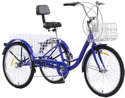 Justerbar lastcykel, Justerbar 7-växlad 24-tums vuxenlasttrehjuling med löstagbara korgar Flerfärgad
