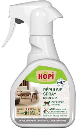 HOPI Repulsif Chien et Chat Intérieur 250 ML - Extraits de Plantes et d’Huiles essentielles - Favorise l’éducation des Chiots et Chatons - Convient à Tous Types de Supports - Fabriqué en France