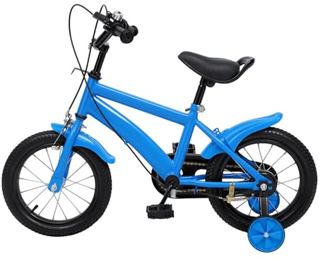 SFTYEI Bicicleta infantil de 14 pulgadas, bicicleta para niños con ruedas estabilizadoras, bicicleta de aprendizaje con asiento ajustable, bicicleta para principiantes con marco resistente, cubo de