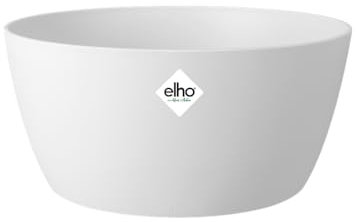 Elho Brussels Coupe 23 - Pot De Fleurs pour Intérieur - Ø 22.9 x H 10.8 cm - Blanc/Blanc