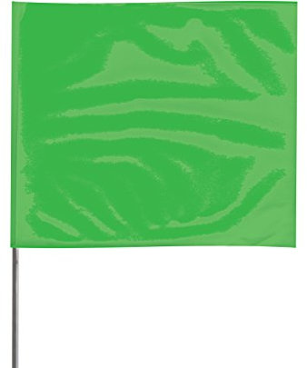 Presco 15 in. Steel Wire Staff Marking Flags [2.5 in. x 3 in. Flag]: 2 in. x 15 in. (Neon Green) / 12-Flags