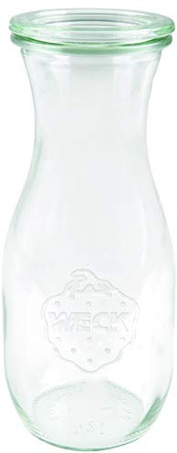 Weck Saftflasche 1 l (Hochwertiges Einweck, Einmach Glas mit Glasdeckel; geeignet für Flüssigkeiten; Hitzebeständig; Mikrowellengeeignet; Backofengeeignet; Rundrandglas) 766, 6 Stück
