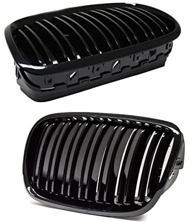 Kühlergrill Doppelsteg X5 E70 X6 E71 E72 kompatibel für BMW Schwarz Hochglanz Satz Paar Grill