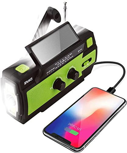 Solar Radio,Zhongkaifa Kurbelradio AM/FM Wiederaufladbare Dynamo Radio Wasserdicht LED Dynamo Lampe Powerbank für Wandern,Camping,Ourdoor