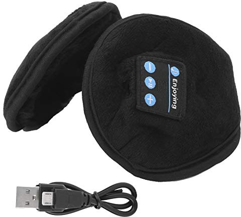 Sxhlseller Orejeras cálidas, terciopelo corto Piel suave Apto para algodón Recargable Doble cuerno Calentador de orejas Bluetooth 5.0 Música estéreo de invierno Orejeras Navidad Cumpleaños