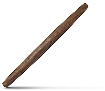 French Rolling Pin (17 Inches) –WoodenRoll Pin for Fondant, Pie Crust, Cookie, Pastry, Dough –Tapered Design & Smooth Construction - Essential Kitchen Utensil,Walnut Wood