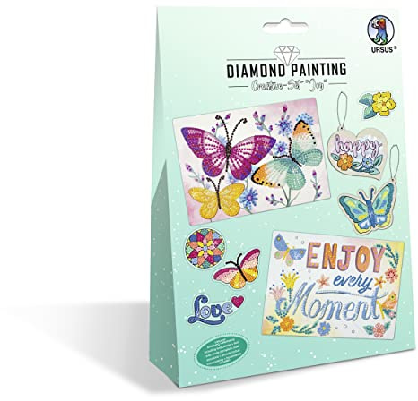 Ursus 43510006 – Diamond Painting Creative Set Joy, pysselset för barn för kreativ utformning av bilder, hängen och klistermärken med diamanter