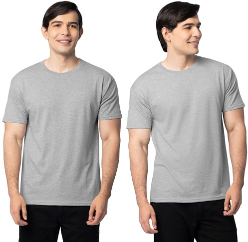Fruit Of The Loom Mens Eversoft Cotton Shirts, Breathable & Moisture Wicking With Odor Control, Sizes S-4x, Crew - 2 Pack - Grey Heather, X-Large US