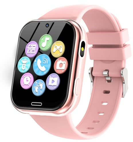 Orologio Smartwatch per Bambini, Telefono Intelligente per Ragazzo e Ragazza con 19 Giochi, Contapassi, Fotocamera, Lettore Musicale, Giochi, Torcia, SOS, Sveglia, per Bambino 4-12 Anni Regalo (Rosa)