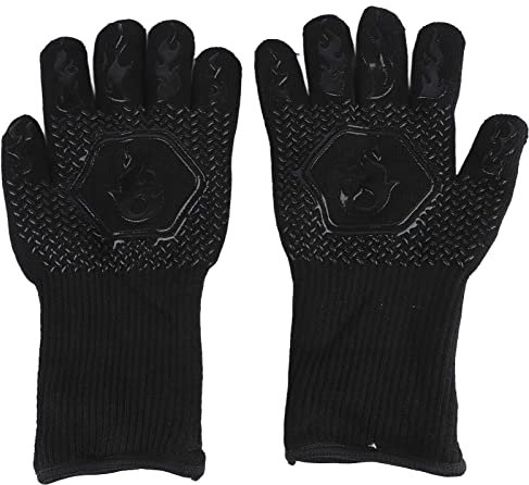 Guanti da Barbecue, Guanti da Forno in Silicone da Cucina Guanti da Barbecue Guanti da Griglia Resistenti al Calore Guanti da Forno Antiscivolo Guanti da Cucina Lunghi Per Cottura al Barbecue Nero Tag