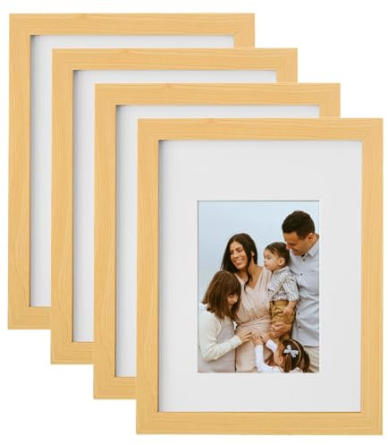 ASelected 4Pack 8x10 Picture Frames, Wooden 10x8 Photo Frames Modern Frame with Mount and Plexiglass, Tabletop or Wall Display, for Photos, Prints, and Posters