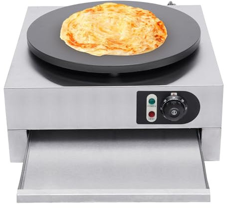 vinnyooc Crepiera elettrica 3000W 220V - Attrezzatura per frittelle 40 cm Crepes Maker 50-300 °C - Padella per pancake in acciaio inossidabile con vassoio estensibile termostato integrato (LLCR-4671)