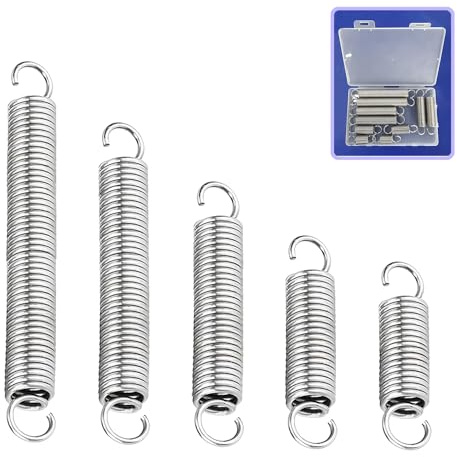 10PCS Förlängningsfjädrar Assortiment Kit, Längd 5cm 6cm 8cm 10cm 12cm, Tråddiameter 2mm, Yttre diameter 16mm, Rostfritt stål Mekanisk Stark Förlängningsfjädrar med krokändar För DIY Reparation, 12kg