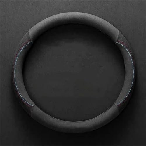 Cubierta del Volante Protectores para Volante Coche Protector Gamuza Piel Vaca Universal 37-38cm Fundas Dirección Transpirables Accesorios para Coche Cubierta Volante(Black)