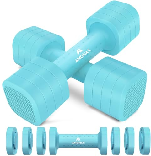 Amonax Haltères Réglables 4 En 1, Kit De Poids 1kg à 2.5kg, Alteres Musculation Femme Et Homme, Dumbbell Set Compact Pour Entraînement De Force, Fitness Et Poids Musculation à La Maison (Bleu)