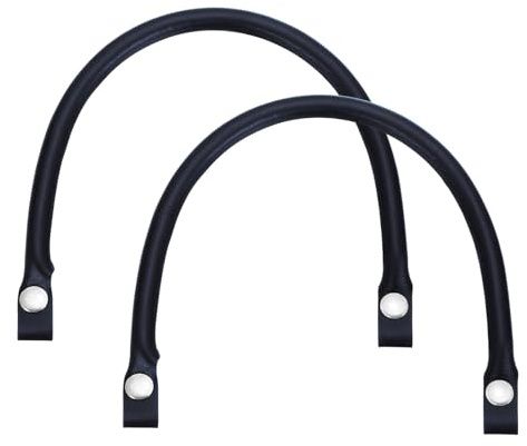 sourcing map 2Pcs PU Leather Purse Handles, 0.6 x 16 Short Bag Purse Straps Replacement with Button Bag Making Supplies for DIY Wallet Tote Bag Making and Repairing, Navy/Silver