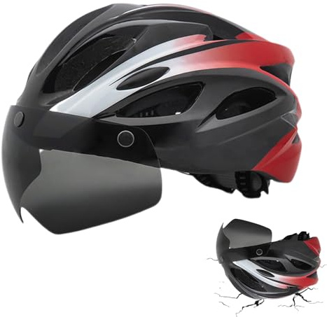 Casques de vélo de montagne - Casque de vélo avec lumière arrière - Lunettes magnétiques réglables avec lunettes magnétiques, respirant pour homme et femme adulte