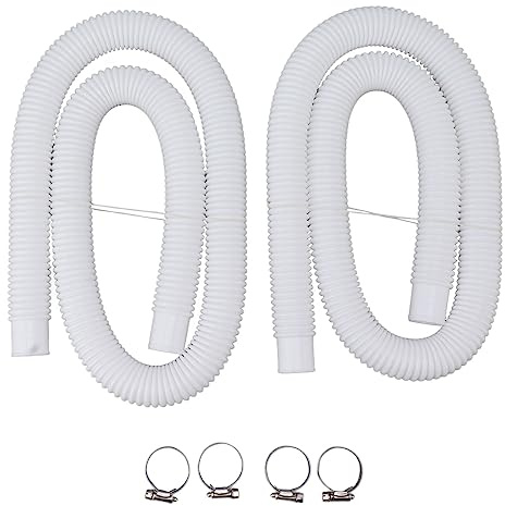generic Poolersättningsslangar med Klämmor, 2-pack PVC Poolslangar och 4 Klämmor för 300 330 530 1000 Gallon Ovanjordspoolpump, Hållbar Vattenslangsats