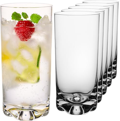 IMPERIAL Glasögon, uppsättning om 6, 400 ml, diskmaskinssäkra – vattenglas av blyfritt Crystalline glas – Highball-glas med vågig botten