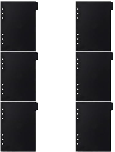 CALLARON Separadores y Separación de Documentos para Organización Rápida de Carpeta A5 de Pp Negro 6 Pestañas Perforadas en Cuadernos y Agendas