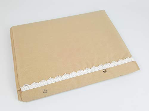 Viglietti Rideau de soleil à rayures pour balcon, véranda ou terrasse avec anneaux et crochets en tissu résistant pour extérieur 140 x 300 cm (beige uni col.10)