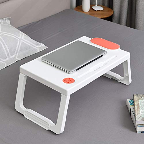 RANHOME laptop sängbord, fällbart vattentätt knäskrivbord frukostbricka med halkskydd botten notebook stativ med pennhål och kopphål och IPAD slot design och dammskydd för ett bekvämt kontor, orange