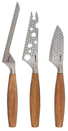 Boska Set de Couteaux à Fromage Oslo+ – Acier inoxydable, manche en chêne, motif antiadhésif, pour fromages tendres à durs – Cadeau idéal – 4 pièces