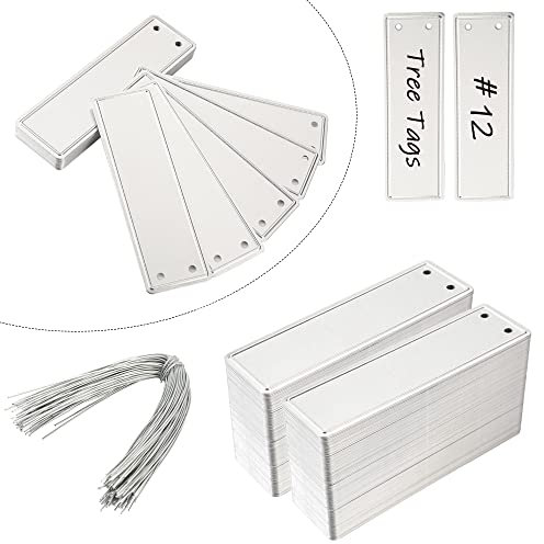 Lot de 200 étiquettes de plantes en aluminium avec fils métalliques double face pour marqueurs de plantes, étiquettes d'arbre, identification extérieure et serre