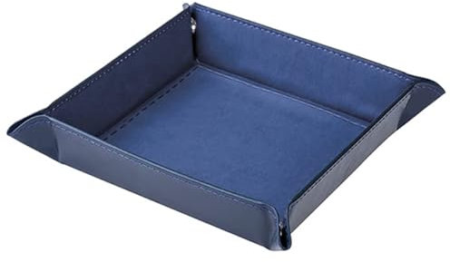 pubblimania Vassoio porta oggetti svuota tasche bicolore con chiusura a bottoni in poliuretano. Utile porta oggetti da scrivania (Blu/Blu)