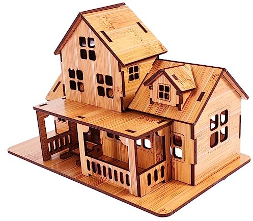 Toyvian Modèle 3D De Puzzle en Bois Petite Maison Bricolage Modèle De Maison en Bois Artisanal Maquette De Maison en à Monter Artisanat D'ornement pour Suite Bambou Enfant Pupitre