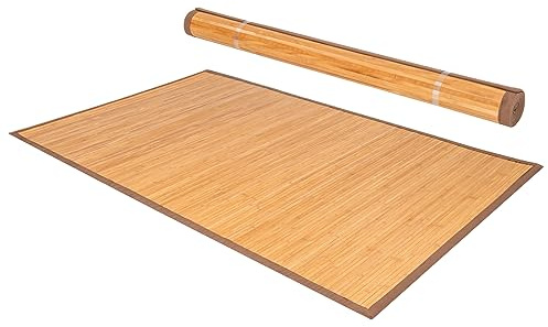 Giantex 5’ x 8’ Bamboo Area Rugs - Floor Mat with Anti-Slip Backing, Durable Roll-up Floor Rug, 60” x 96” Indoor Mat Rug for Dining Room, Living Room, Bedroom, Entryway, Bamboo Carpet (Modern)