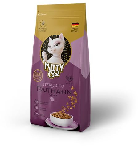 KITTY Cat Truthahn Sterilised, 3 kg, Trockenfutter mit hohem Fleischanteil für sterilisierte Katzen, getreidefreies Katzenfutter mit Taurin und Lachsöl, Made in Germany