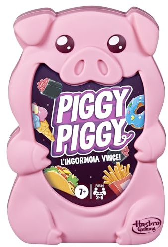 Hasbro Gaming Piggy Piggy, Gioco da Tavola di Strategia per Bambini, Ragazzi e Adulti, Facile da Imparare, 7+ Anni, Multiplayer da 2 a 6 Giocatori