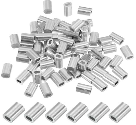 PATIKIL 3/64 / 1.2 mm Aluminium Presshülsen, 70 Stück Kabelpresshülsen Drahtseilhülsen für Rigging Geländer, Silberfarben