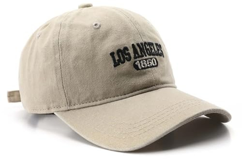 Los Angeles Hut Vintage Baumwolle Baseball Cap Unisex Papa Hut Sonnenhut für Damen und Herren, Beige, M-L