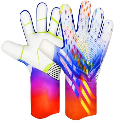 QUICARD Goalkeeper Gloves, Good Grip Football Goalkeeper Gloves in Sizes 6/7/8/9/10, Strong Receiver for Men, Boys, Teenagers, Adults, Children and Small Hands (N-White, 7)
