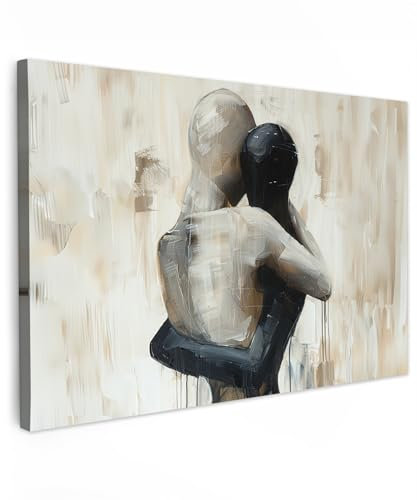 MuchoWow© Leinwandbilder Groß 120x80 cm XXL Wall Art Decoration Bilder für die Wand Schlafzimmer Deko Canvas Painting Wanddekoration Wohnzimmer Abstrakt - Kunst - Menschen - Beige