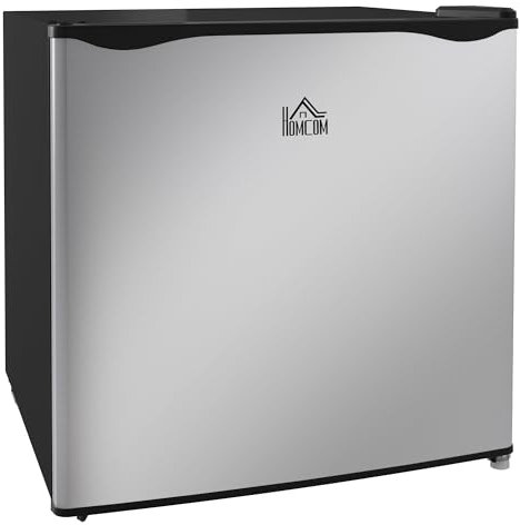 HOMCOM Mini-congélateur, boîte de congélation 35 L, électrique, autonome, mini-congélateur bahut, mini-réfrigérateur, -14 à -24℃, réglage de la température sur 5 niveaux, 47 x 44,2 x 48,8 cm, argenté