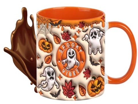 Generico Tazza di Halloween, 350 ml di tazza di caffè in ceramica divertente, bevande festive per uomini, donne e coppie, per compleanni, autunno, Natale, ringraziamento, vacanze, feste autunnali